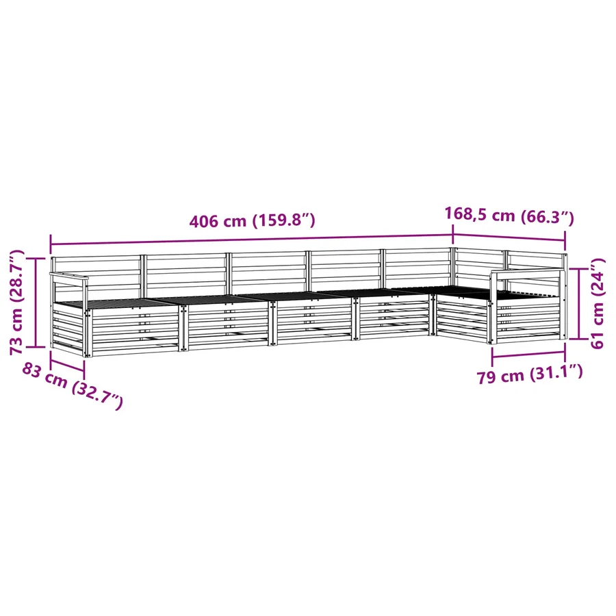 Ensemble de canapés d'extérieur 6 pcs Naturel - 8