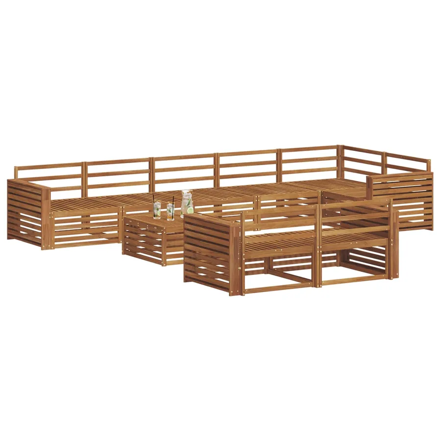 Ensemble de canapés d'extérieur 9 pcs Naturel - 3