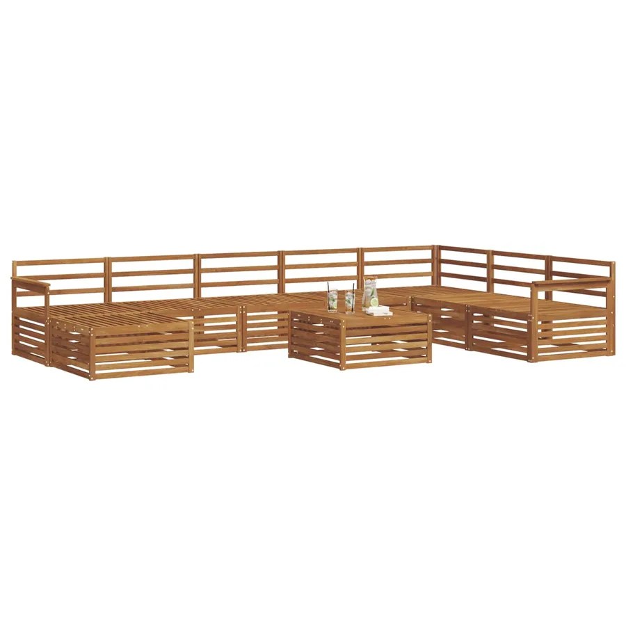 Ensemble de canapés d'extérieur 9 pcs Naturel - 3