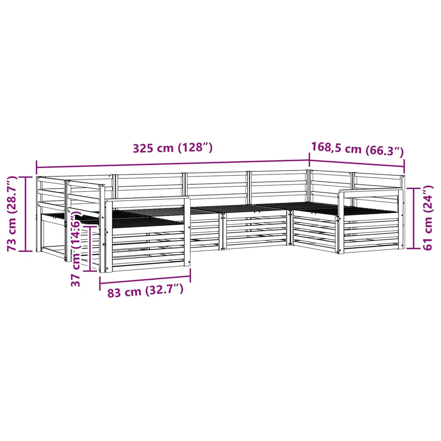 Ensemble de canapés d'extérieur 6 pcs Naturel - 7