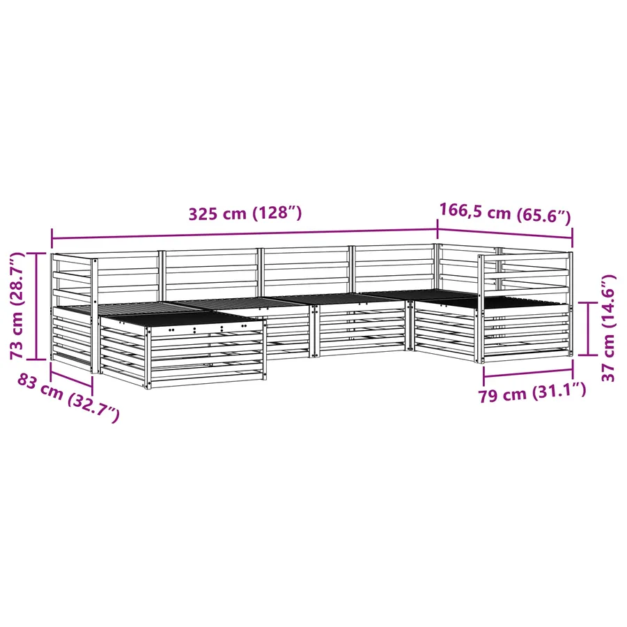 Ensemble de canapés d'extérieur 6 pcs Naturel - 9