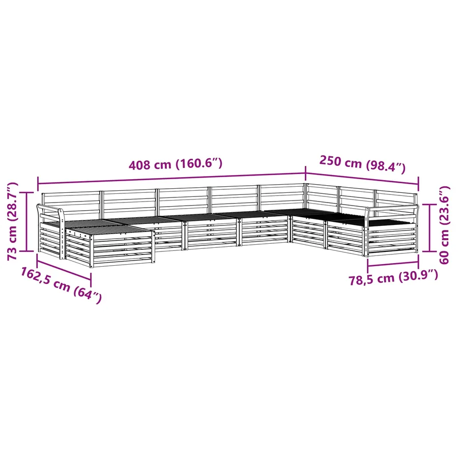 Ensemble de canapés d'extérieur 8 pcs Naturel - 9