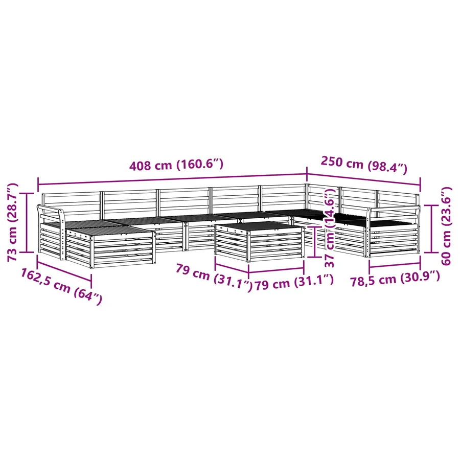Ensemble de canapés d'extérieur 9 pcs Naturel - 11