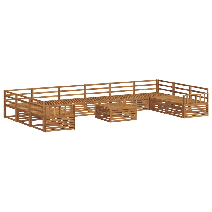 Ensembles de canapés 11 pcs Naturel Bois d'Acacia Massif - 2