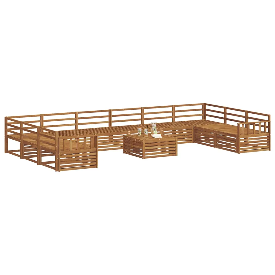 Ensembles de canapés 11 pcs Naturel Bois d'Acacia Massif - 3