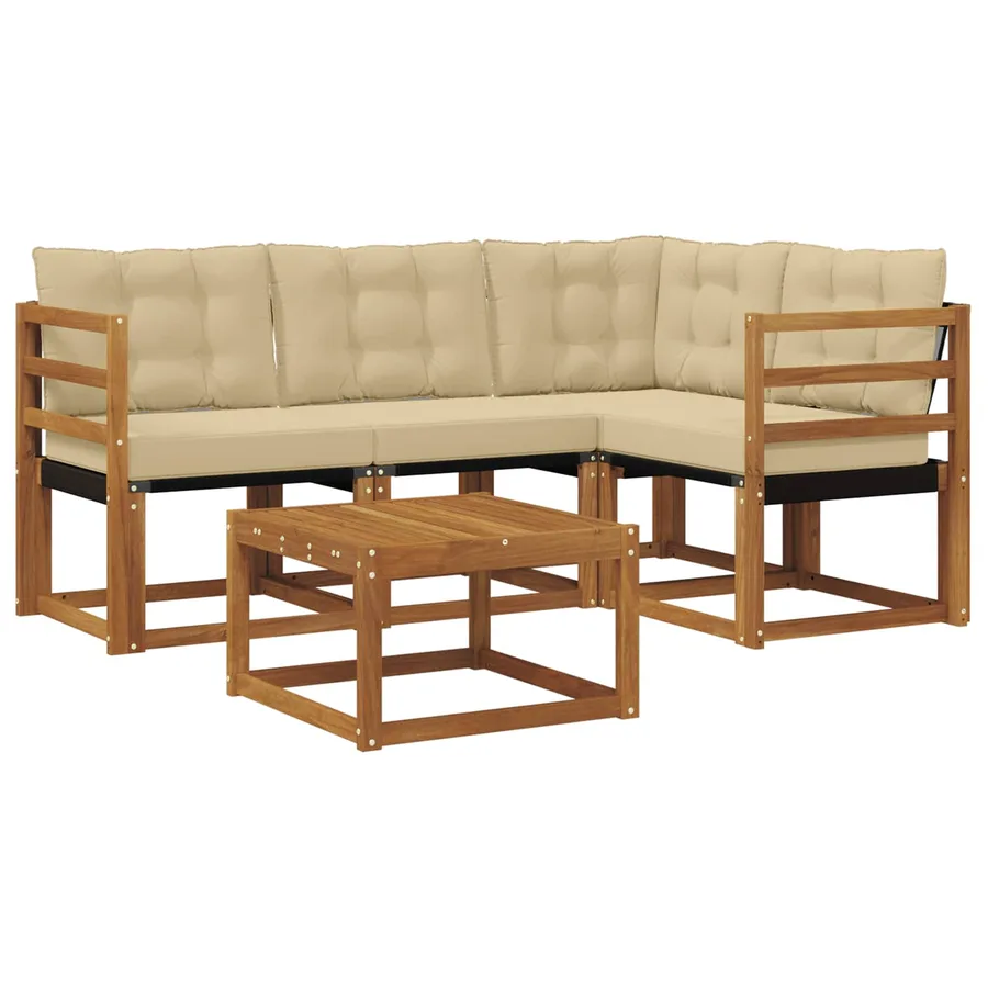 Ensemble de canapés d'extérieur 5 pcs Naturel et Beige - 2