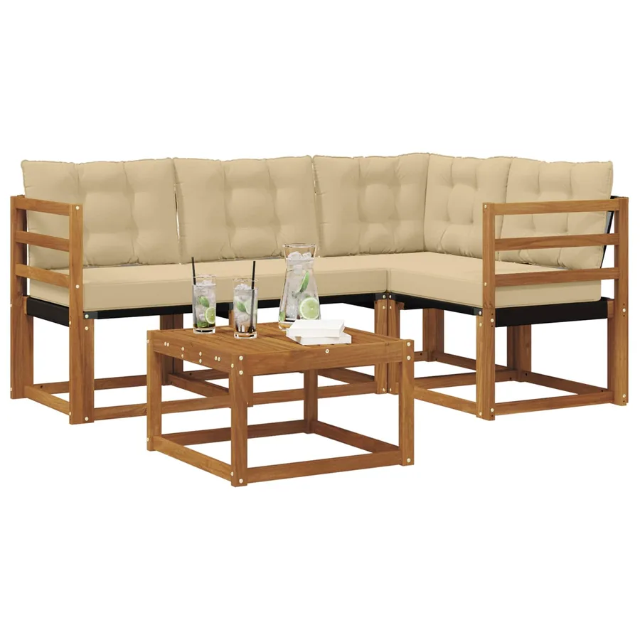 Ensemble de canapés d'extérieur 5 pcs Naturel et Beige - 3