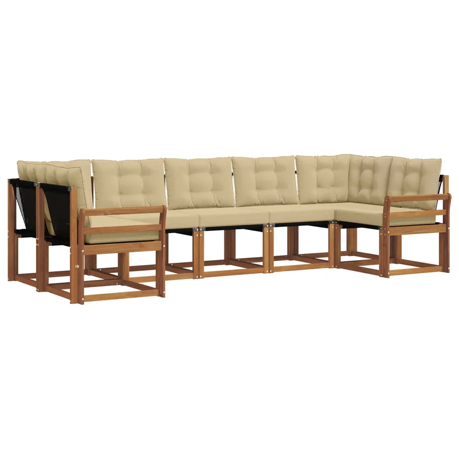 Ensemble de canapés d'extérieur 7 pcs Naturel et Beige - 2