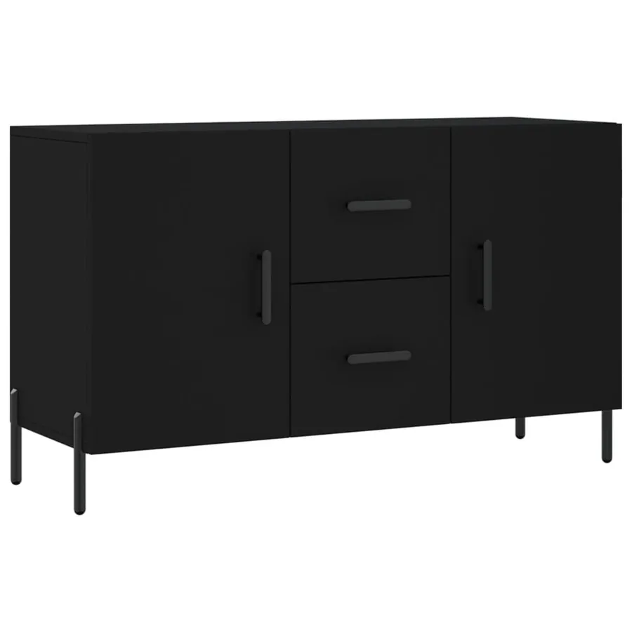 Buffet noir 100x36x60 cm bois d'ingénierie - 2