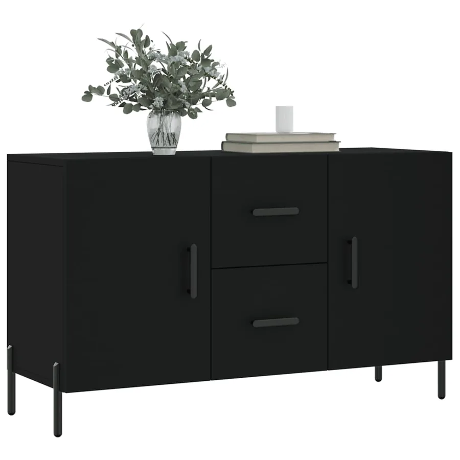 Buffet noir 100x36x60 cm bois d'ingénierie - 3