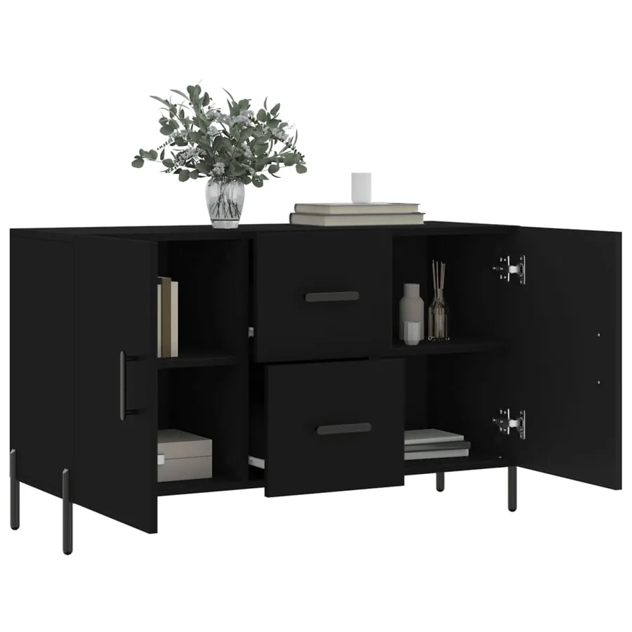 Buffet noir 100x36x60 cm bois d'ingénierie - 4