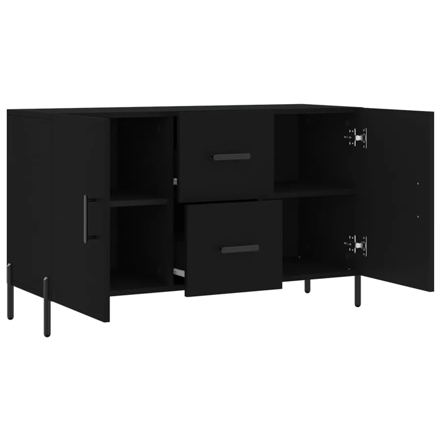 Buffet noir 100x36x60 cm bois d'ingénierie - 5