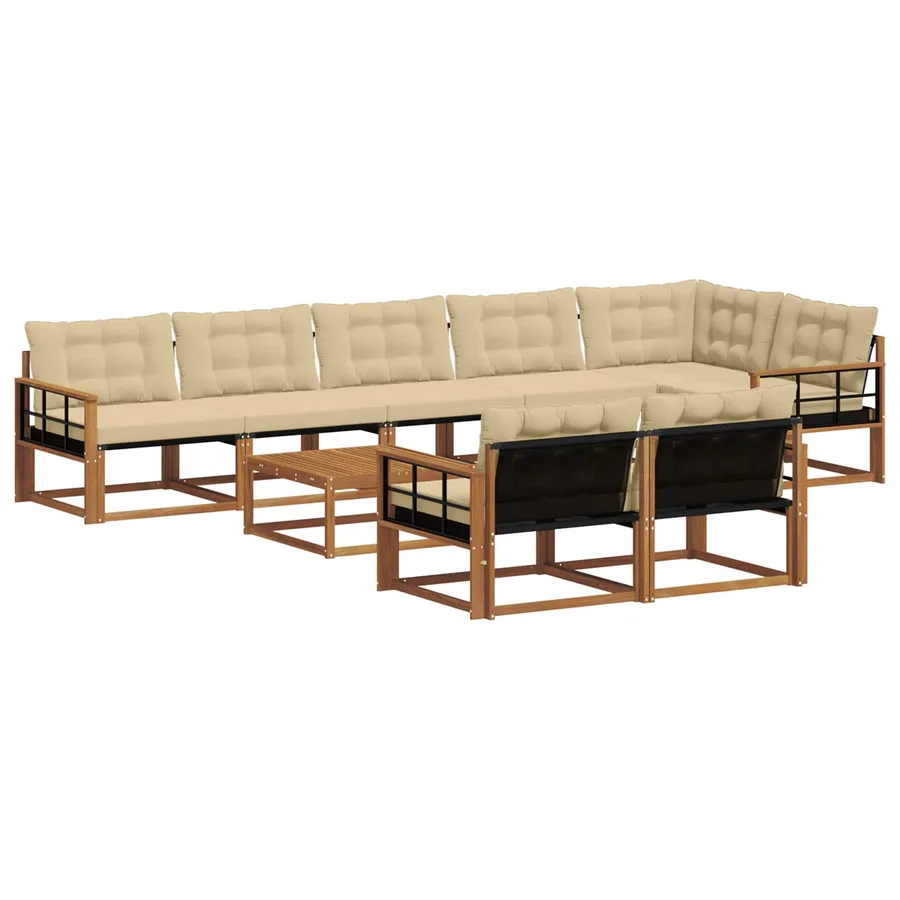 Ensemble de canapés d'extérieur 9 pcs Naturel et Beige - 2
