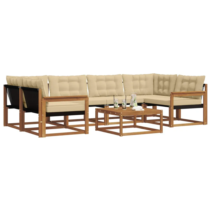 Ensemble de canapés d'extérieur 7 pcs Naturel et Beige - 3