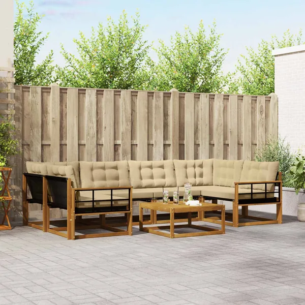 Ensemble de canapés d'extérieur 7 pcs Naturel et Beige
