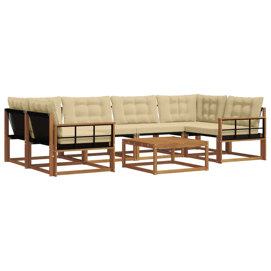 Ensemble de canapés d'extérieur 7 pcs Naturel et Beige - 2