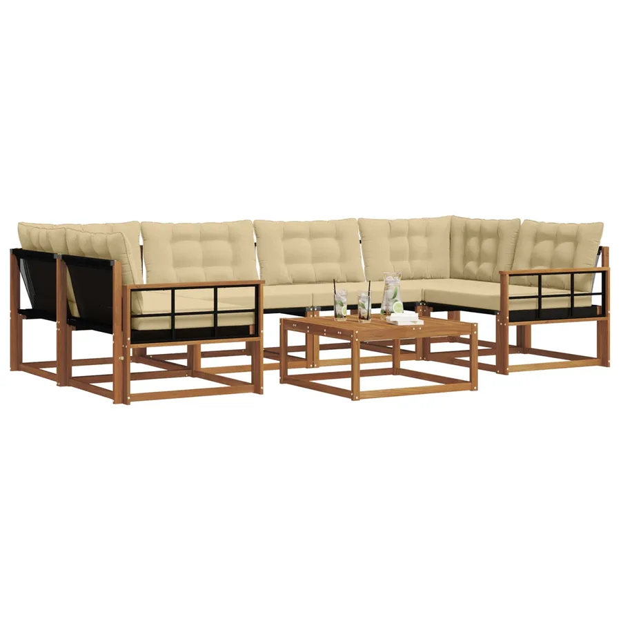 Ensemble de canapés d'extérieur 7 pcs Naturel et Beige - 3