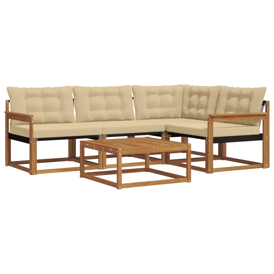 Ensemble de canapés d'extérieur 5 pcs Naturel et Beige - 2