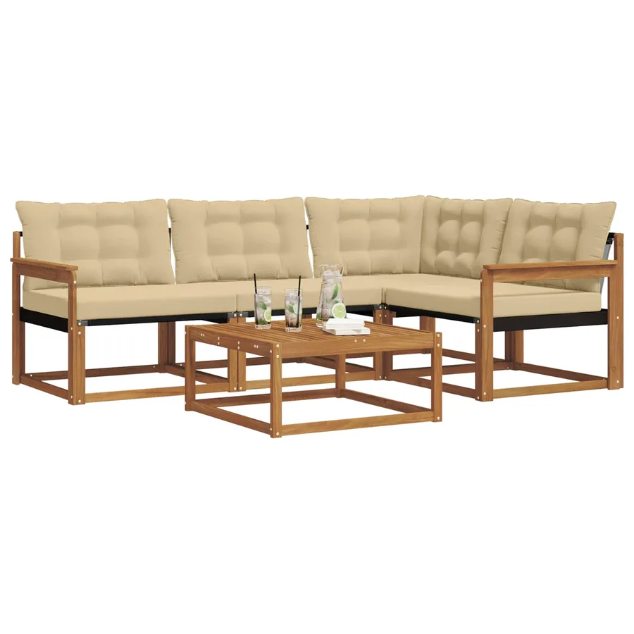 Ensemble de canapés d'extérieur 5 pcs Naturel et Beige - 3