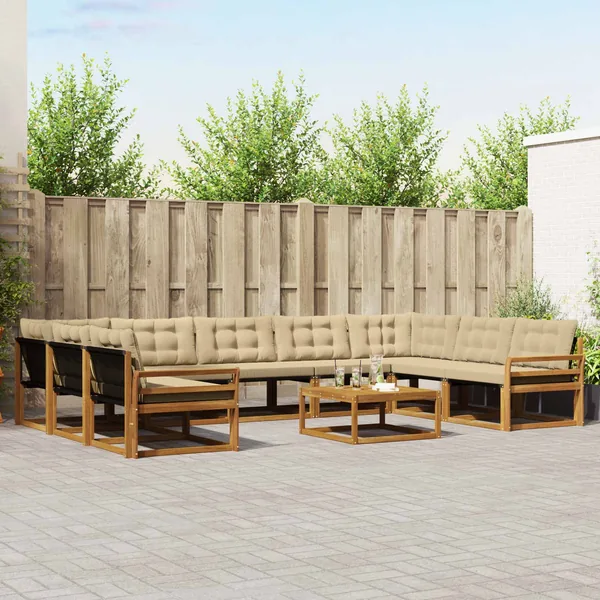 Ensemble de canapés d'extérieur 10 pcs Naturel et Beige