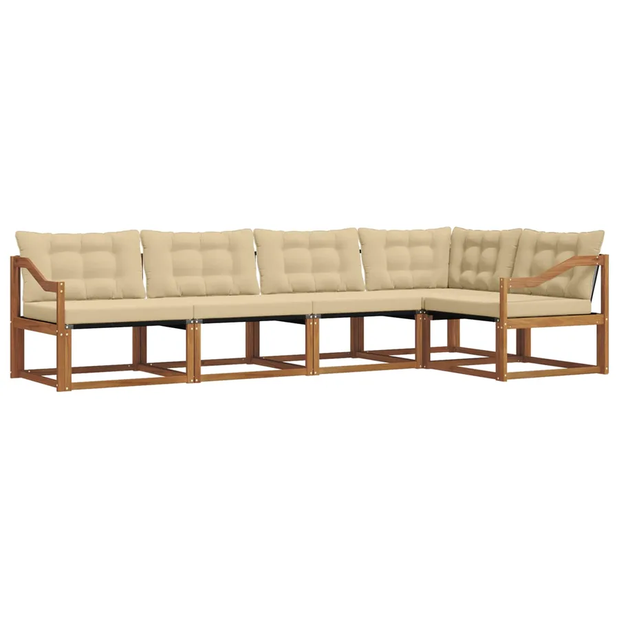 Ensemble de canapés d'extérieur 5 pcs Naturel et Beige - 2