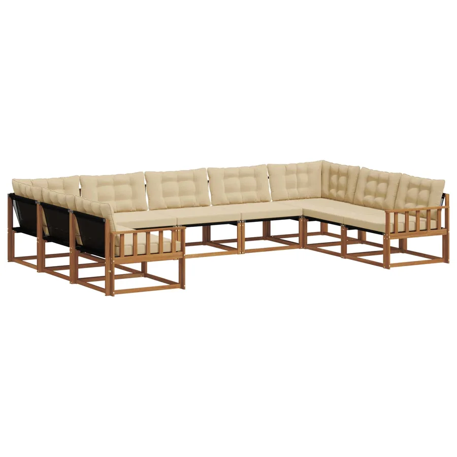 Ensemble de canapés d'extérieur 9 pcs Naturel et Beige - 2