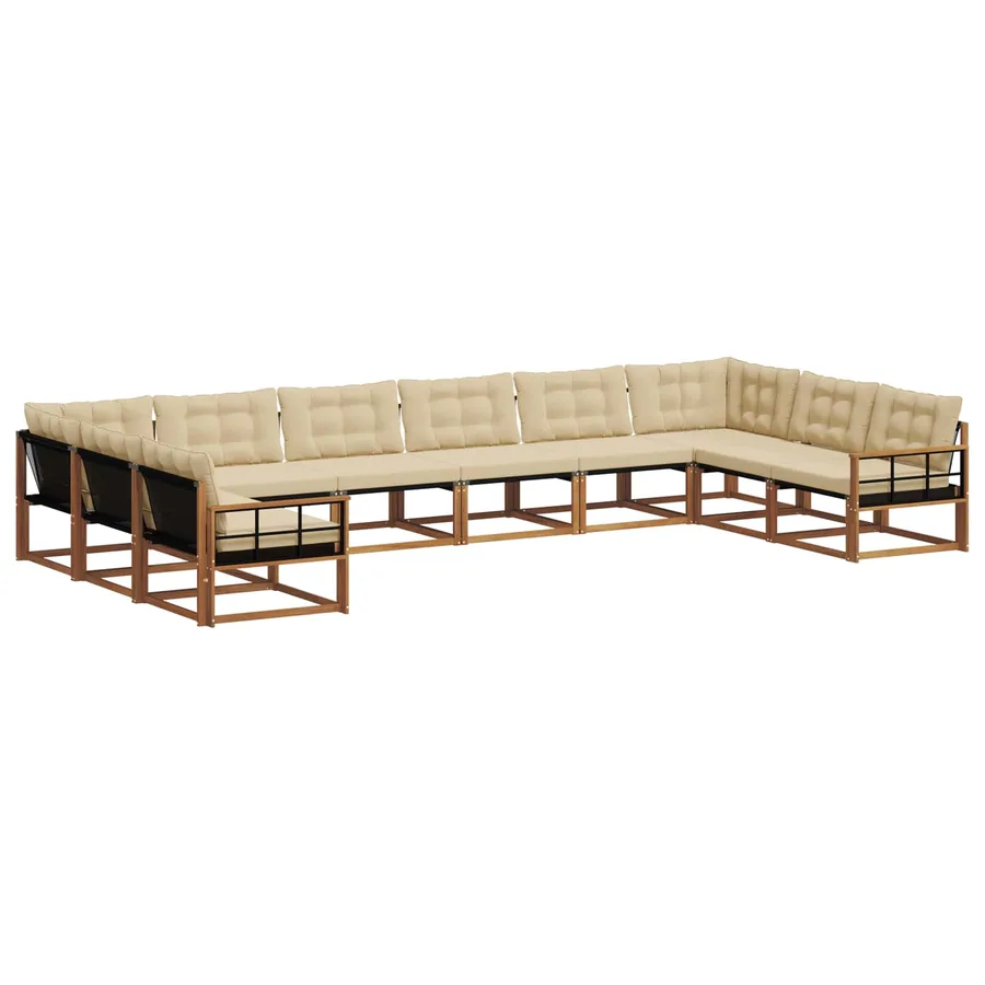 Ensemble de canapés d'extérieur 10 pcs Naturel et Beige - 2