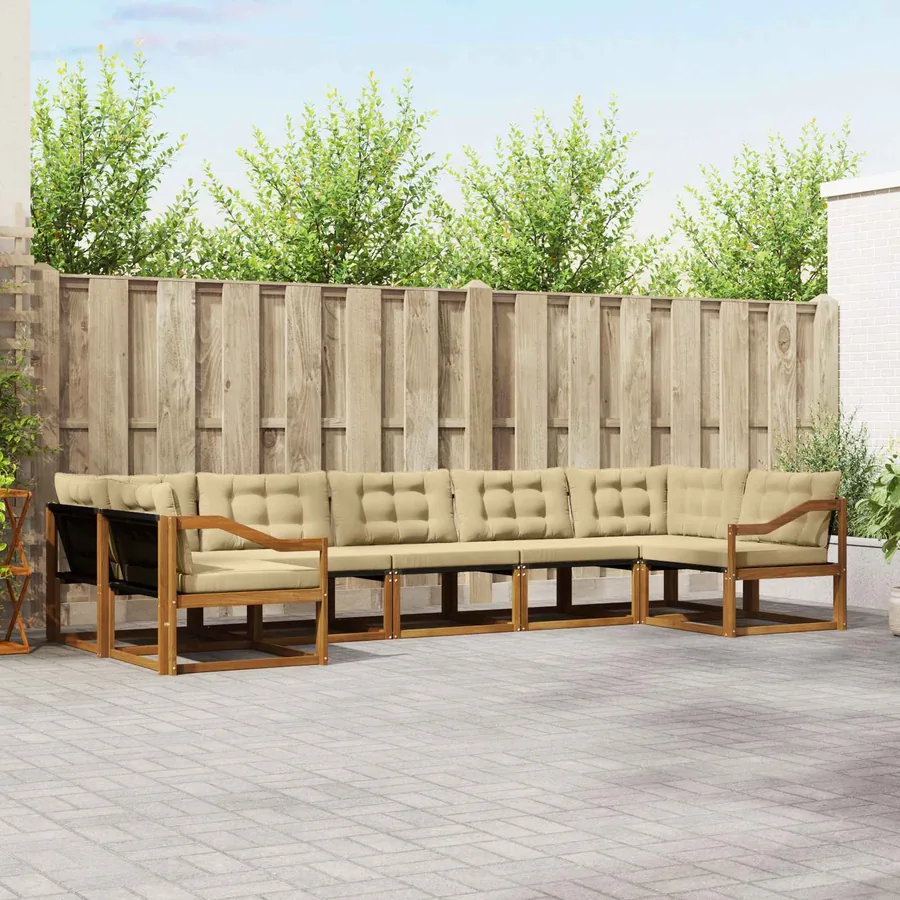 Ensemble de canapés d'extérieur 7 pcs Naturel et Beige