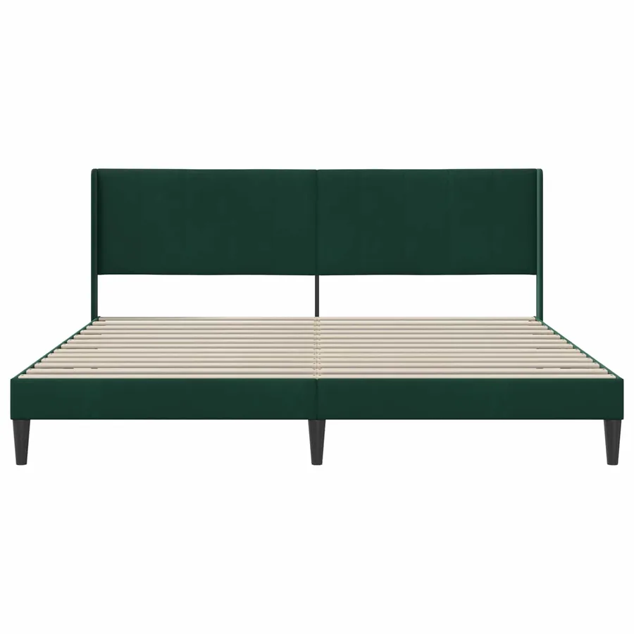Cadre de lit avec tête de lit Vert foncé 200 x 200 cm Velours - 4