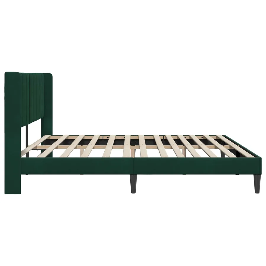 Cadre de lit avec tête de lit Vert foncé 200 x 200 cm Velours - 5