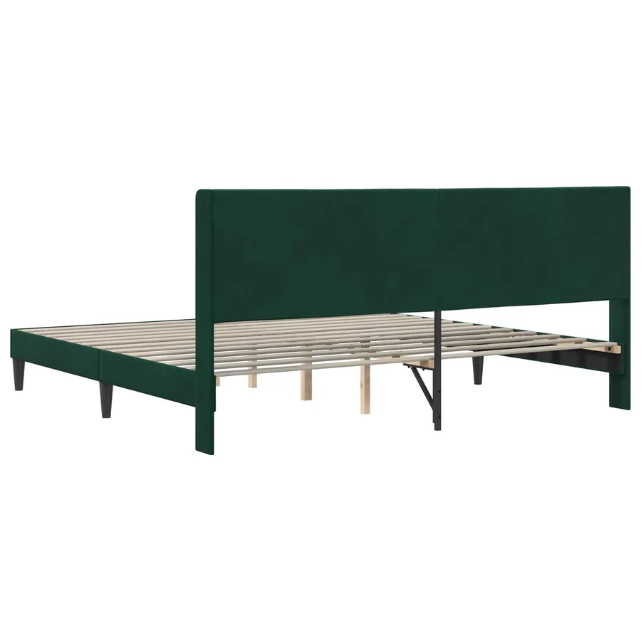 Cadre de lit avec tête de lit Vert foncé 200 x 200 cm Velours - 6