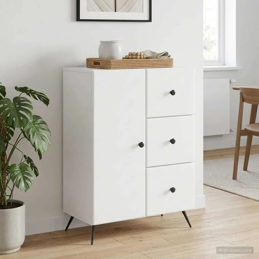 Buffet Blanc 66 x 34,5 x 90 cm Bois d'ingénierie