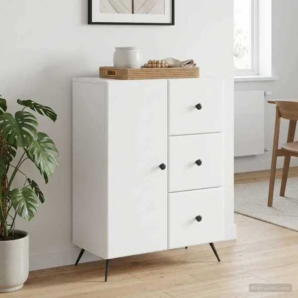 Buffet Blanc 66 x 34,5 x 90 cm Bois d'ingénierie