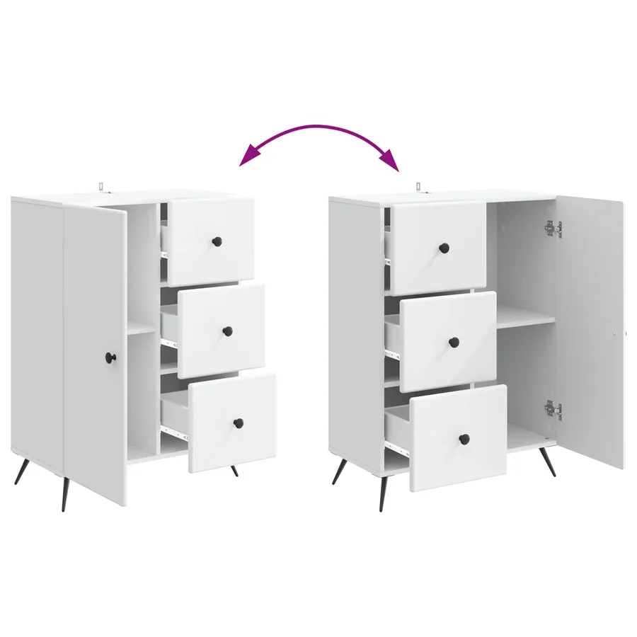 Buffet Blanc 66 x 34,5 x 90 cm Bois d'ingénierie - 8
