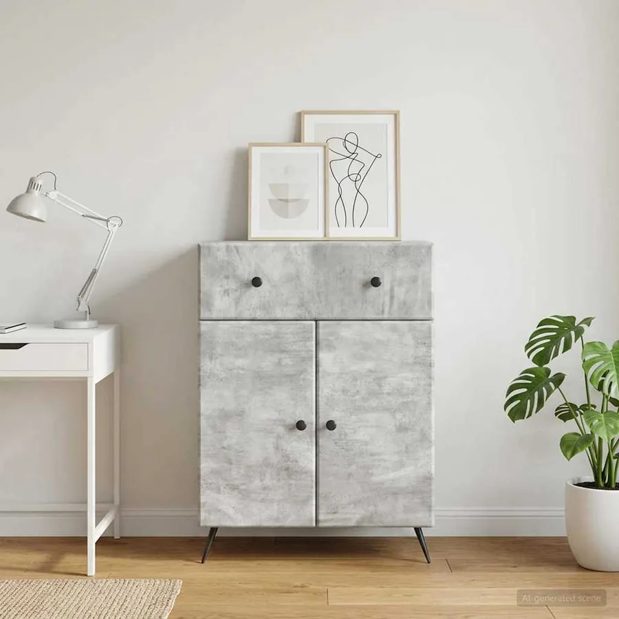 Buffet Gris béton 66 x 34,5 x 90 cm Bois d'ingénierie
