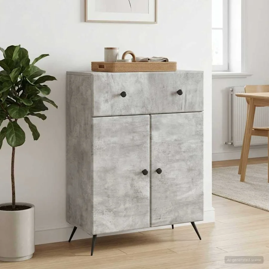 Buffet Gris béton 66 x 34,5 x 90 cm Bois d'ingénierie - 4