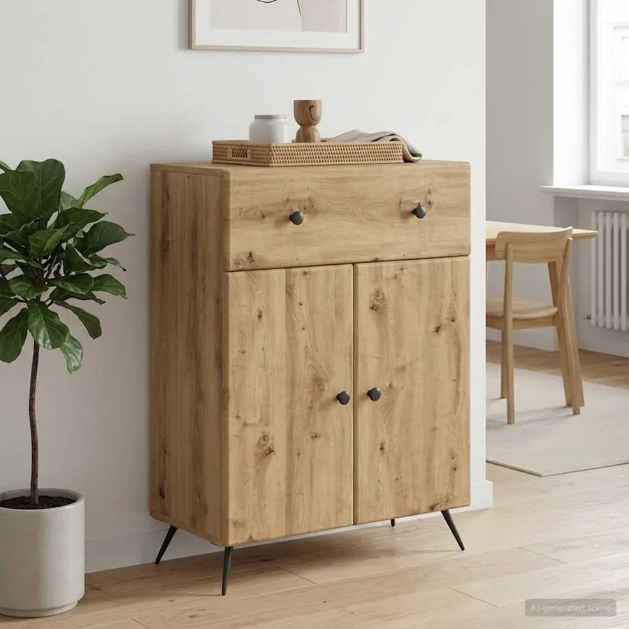 Buffet Chêne artisanal 66 x 34,5 x 90 cm Bois d'ingénierie - 4