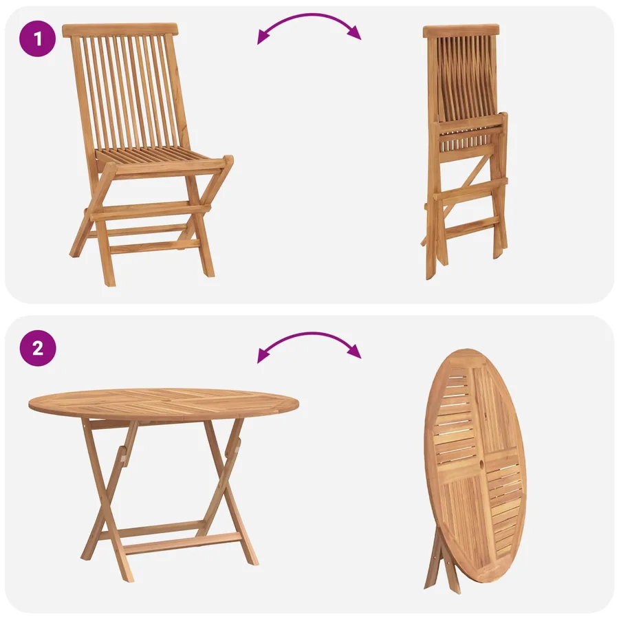Ensemble bistro de jardin 3 pcs Naturel Bois de teck massif - 9