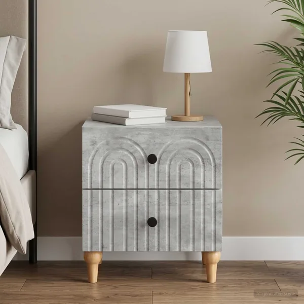 Cabinet de chevet avec tiroir Gris béton 43 x 34,5 x 48 cm