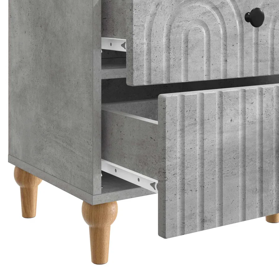 Cabinet de chevet avec tiroir Gris béton 43 x 34,5 x 48 cm - 9