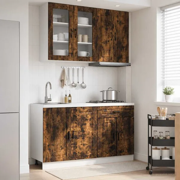 Unité de cuisine PORTO 4 pcs Chêne fumé Bois d'ingénierie