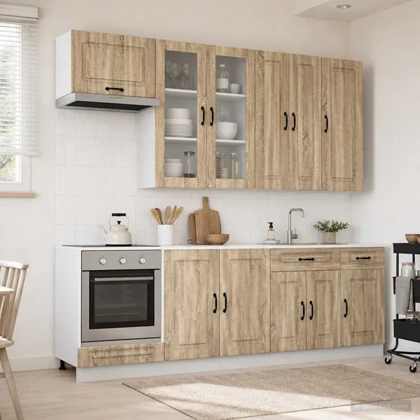 Unité de cuisine KALMAR 8 pcs Chêne Sonoma Bois d'ingénierie
