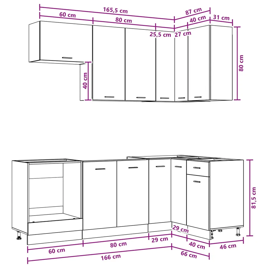 Unité de cuisine LYON 8 pcs Chêne Sonoma Bois d'ingénierie - 9