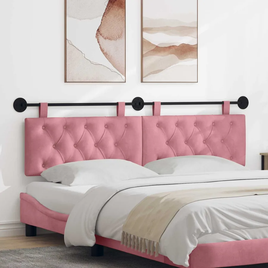 Tête de lit suspendue Avec lumière LED Rose Velours