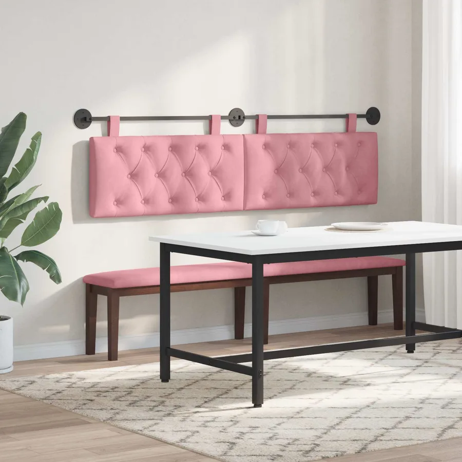 Tête de lit suspendue Avec lumière LED Rose Velours - 4