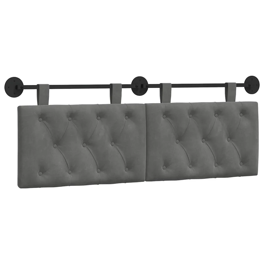 Tête de lit suspendue Avec lumière LED Gris foncé Velours - 2