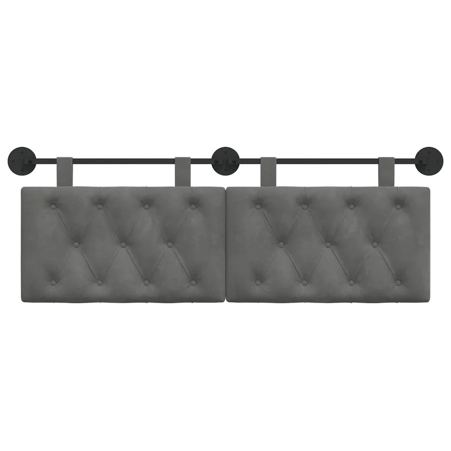 Tête de lit suspendue Avec lumière LED Gris foncé Velours - 5