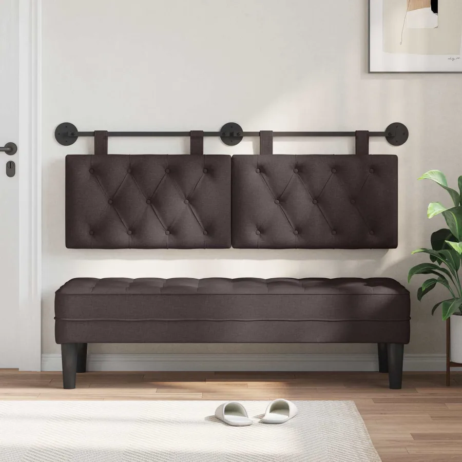 Tête de lit suspendue Marron foncé Tissu - 3