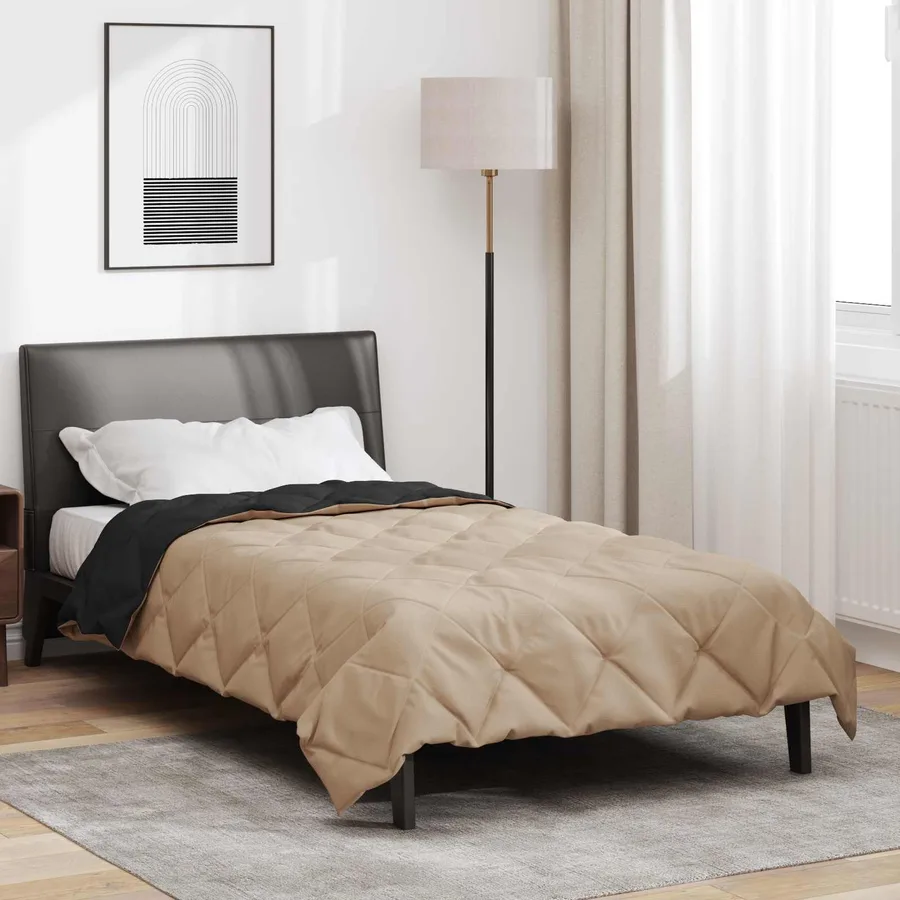 Duvet d'été simple Noir et Taupe 200 x 135 cm Microfibre - 4