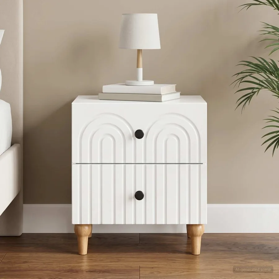 Cabinet de chevet avec tiroir Blanc brillant 43 x 34,5 x 48 cm